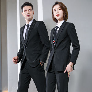 ชุดสูทผู้ชายผ้าขนสัตว์เนื้อนุ่มลายทางระดับไฮเอนด์ ชุดทำงาน ชุดสูท แขนยาว ทรงหลวม ฤดูใบไม้ผลิ ฤดูใบไม้ร่วง ฤดูหนาว