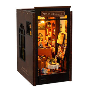 DIY Book Nook Kit Wooden Mini Doll House 3D Puzzle Assembly Building Model Bookshelf Insert Decor With LED Light Toys for Gifts