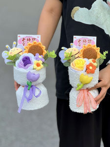Teachers Day Gift 2025 New DIY Handmade Wool Flower Bouquet for Kindergarten Teachers Practical Creative Festive Supplies
