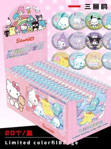 Sanrio Anime Themed Double Flash Bajie Blind Box 75mm Tin Pin Badge with Protective Case Collectible Button for Fans