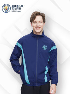 Manchester City Club Sports Casual Patchwork Jacket Mens Womens Football Fans Blue Sports Leisure Outerwear Zipper Closure