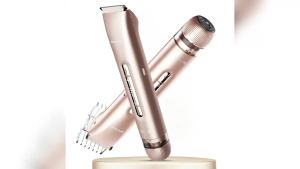 Waterproof Bikini Trimmer for Women 2 in 1 Dual Head Lady Shaver Painless Hair Remover Electric Razor for Face Underarm Leg