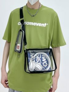 PVC Transparent Shoulder Bag Mens Fancy Niche Style Trendy Summer Crossbody Bag Mens Fashion Wash Shoulder Bag Womens Fashion