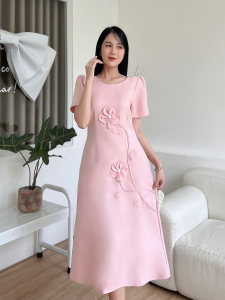 Đầm suông phối cây hoa sang trọng dành cho nữ MS103 - Lady Fashion- Khánh Linh Style - Dress Váy