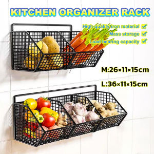 HB Wall Mounted Storage Basket Seasoning Storage Kitchen Organizer Rack