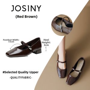 Josiny | Square Toe Mary Jane Strap Heeled Pumps