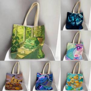 Bandai | Pokemon Giratina Storage Bags Tote Bag Travel Summer Beach Shoulder Bag Reusable Grocery Shopping Bag Anime Artwork