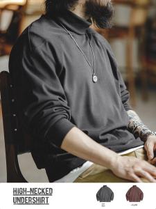 Áo Thun Nam Cao Cấp Maden Cổ Áo Lót Lông Cừu Áo Thun Chắp Vá Polyester Áo Sơ Mi Dài Tay Lớp Đế Pha Trộn Mỹ Phong Cách Cổ Điển Dành Cho Mùa Thu