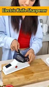 DiyHomeIpoh USB Electric Knife Sharpener Automatic Adjustable Tool Grinding for Kitchen Scissor Sharpening Machine Grinding Stone