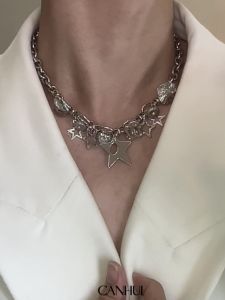 Sweet And Cool Style Metal Heavy Star Necklace Choker Design for Women Titanium Steel Alloy Pendant Fresh out Fashion Jewelry