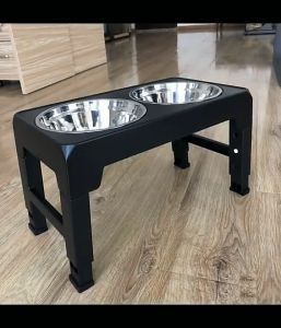 Elevated Dog Bowl Foldable Food Water Feeding Bowls with Antislip 4 Heights Adjustable Stand 2 Bowls for Large Dogs and Pets