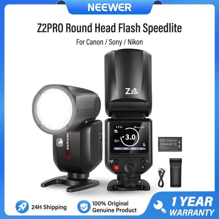 NEEWER Z2PRO 2.4G TTL Round Head Flash Speedlite for Canon Sony Nikon Fujifilm Camera, Upgrade Quartz Tube 76Ws 1/8000s HSS Camera Flash