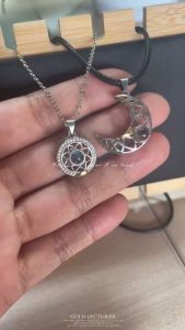 iTM S925 Silver I Love You 100 Bahasa Sun Moon Magnetik Kalung Proyek Sederhana Rantai Tulang Polite