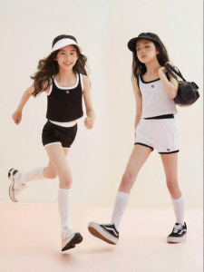 LOVESASAKIDS | Elastic Rib American Knit Tank Top & Color-block Shorts Girls Sports Leisure Suit