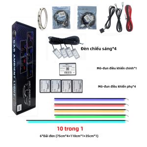 Đèn LED Nội Thất Ô Tô 64 Màu RGB Magic Symphony 10 Trong 1 Đèn Trang Trí Sợi Quang Acrylic Đa Năng 12V 75cm