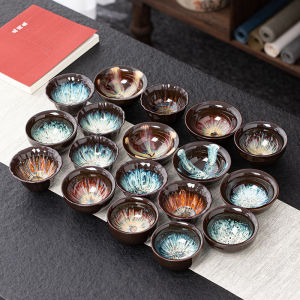 Creatively Colored Large Tenmoku Glaze Tea Cup