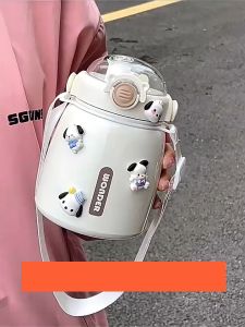 700ml SUS304 Big Belly Cute Water Bottle with Straw Bekas Air