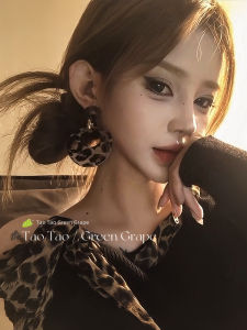 Fall Winter Oversized Leopard Print Geometric Hoop Earrings: High-End Women's Jewelry Trend