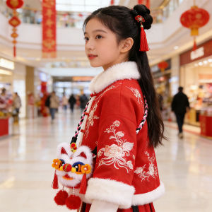 QIWEILANG | New Year Chinese Style Lion Decorative Handmade Plush Backpack