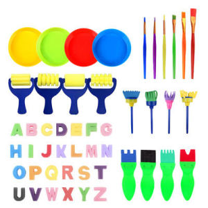 Childrens Sponge Painting Set Stamp Early Education Kindergarten Printing Tool Art Drawing Supplies Brush Pen for Kids