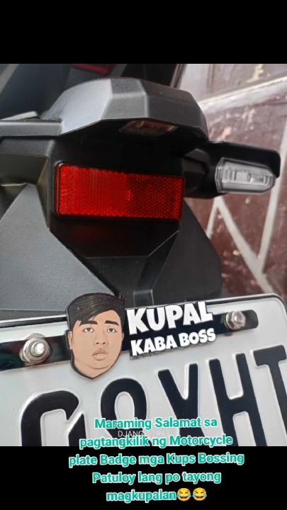 EC BIKE DECALS "kupal ka Ba Boss" by Joel Malupiton Meme Motorcycle Plate Badge Acrylic-Based and Laminated Print Design