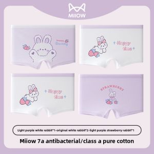 Miiow | Pure Cotton Cat Girl Underwear A-Class Childrens Flat Angle Briefs Baby Girl Summer Thin Model Comfortable Breathable Innerwear