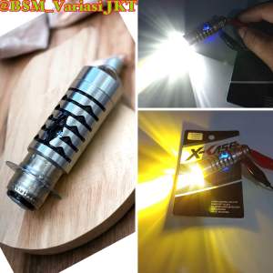 PROMO Lampu Utama Motor Led H6 AC DC Model Laser Lampu Dekat LED Putih Lampu Jauh LED Kuning Plus Lampu Senja Biru Universal