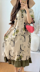 Daster Rempel Ruffle Kancing Mama Muda Viral Terbaru 2025 Busui Jumbo LD 120cm Rayon Adem Lembut