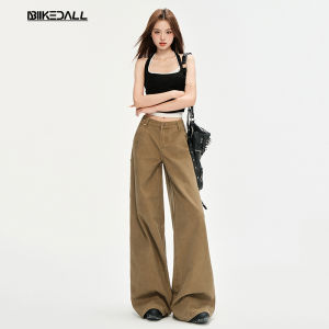 Quần Jeans Công Sở Xanh Militar Rộng Rãi Thường Ngày Cho Nữ Quần Jeans Denim Ống Rộng Dáng Rộng Thời Trang Mùa Thu Mùa Đông