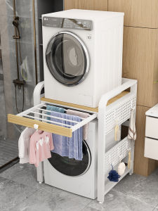 Home Laundry Machine above Storage Rack Balcony Clothes Drying Rack Multi-Function Storage Shelf Durable Particleboard Organizer