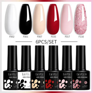 UR SUGAR LILYCUTE 6Pcs/Set Gel Nail UV Polish Kit  Black White Red Fashion 6 Colors UV LED Nail Art Gel Semi Permanent Varnish
