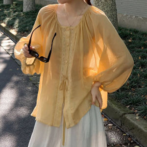 CHOEFULYN | Vintage French Style Lazy Wind Sun Protection Womens Shirt