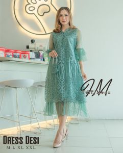 Terbaru Dress Desi | Dress Tille Natal Kancing Depan | Dress Non Muslim | Dress Kristen | Dress Brokat | Dress Batak | Dress mewah | Dress Natal Pesta