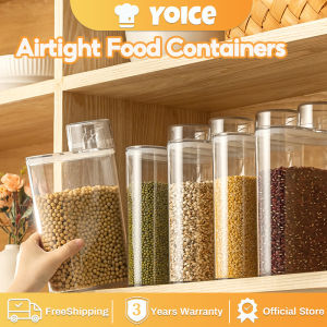 Yoice Airtight Food Containers Kitchen Seal Storage Tank Square Food Preservation Storage Jars Plastic Transparent Cans With Measuring Lid