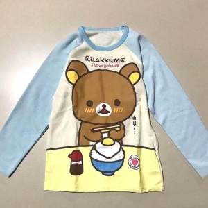 Secondary Cute Pine Bear Print Loose Casual Long Sleeve T-shirt Student Easiest for Match Homewear Tops Soft Cute