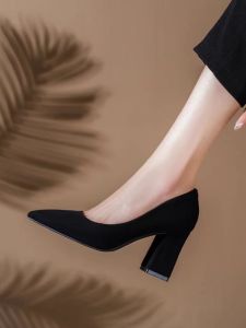 Elegant Black Work Shoes for Women High Heels Comfortable Soft Bottom Professional Ceremony Shoes for Female Students Air Stewardess