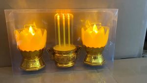 เชิงเทียนไฟฟ้า ธูปเทียนไฟฟ้า LED ชุดธูปเทียนไฟฟ้า เทียนดอกบัวไฟสะบัด, พร้อมถ่านครบชุด สะดวก ปลอดภัย ใช้งานง่าย ชุดเทียนไฟฟ้า เทียนไฟฟ้า ธูปไฟฟ้า ชูปและเทียนไฟฟ้า ธูปเทียนใส่ถาน กระถางธูปเทียนไฟฟ้า