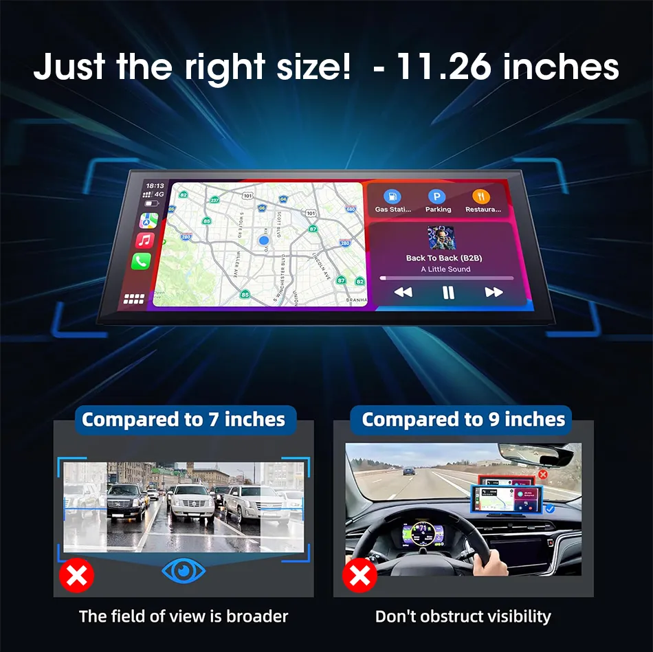 Develuck 10.26/11.26 inch 4K Dashcam CarPlay Android Auto Rearview