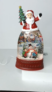 D&D #8012 Christmas Santa Snow Globe Lantern with Snowman Inside with Light and Sound