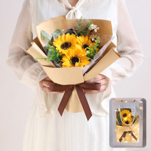 Rose Sunflower Bouquet Eternal Flowers Simulation Birthday Gift Adult Ceremony Teachers Day Graduation Season Handheld Flowers