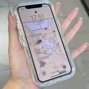 Transparent Three-in-One Protective Phone Case for  12 Mini Full Cover Shockproof Durable Acrylic Back Cover Style