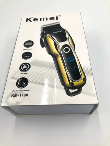 Kemei KM-1990 Trimmer rambut profesional untuk lelaki Clipper rambut elektrik tanpa wayar dengan paparan LCD USB mengecas lelaki Grooming Kit