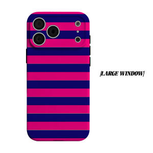 Hot Pink Navy Stripe Phone Case for iPhone 18 17 16 15 14 13 12 11 Air Pro Max Plus Double-layer Cover