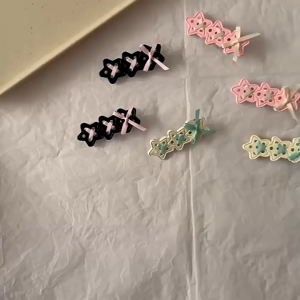 Kẹp tóc mái hình 3 ngôi sao đan ruy băng thắt nơ nhiều màu trẻ trung xinh xắn K58