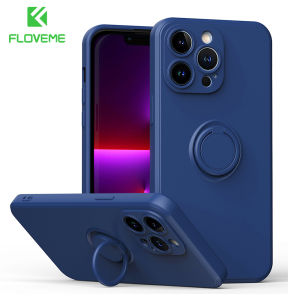 FLOVEME Liquid Silicone Matte Phone Case For iPhone 15 14 13 12 11 Pro Max 14 15 Plus With Ring Stand Lens Protection All-inclusive Shockproof Back Cover For iphone X XR XS Max
