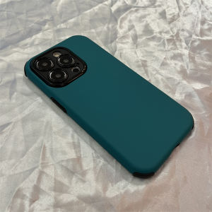 New 17 16Pro Simple Solid Color Two-In-One Compatible with 15Promax Phone Case 14  13Pro Premium Feel Lens Full Cover 12 Silicone Full Cover Protective Case Anti-Fall