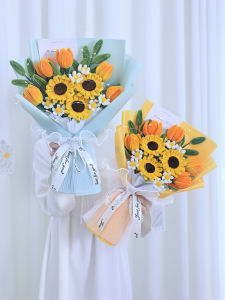 Handmade Sunflower Tulip Twist Stick Bouquet DIY Material Kit Simulation Flower Arrangement Ceremony Gift Universal Paper Flowers