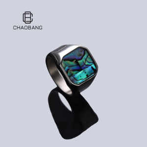 ChaoBang Titanium Steel Shell Ring Vintage Embedded Square Rings for Men High-End Feelings Fashionable Jewelry Accessories