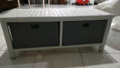 (READY STOK) MEJA TV LEMARI LACI ROTAN SINTETIS 2 SAMPING