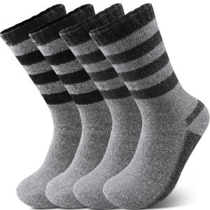 4Pairs Soft Striped Thermal Men’s Socks Winter Fluffy Middle Tube Crew Socks Super Thick Warm High Quality Cashmere Socks